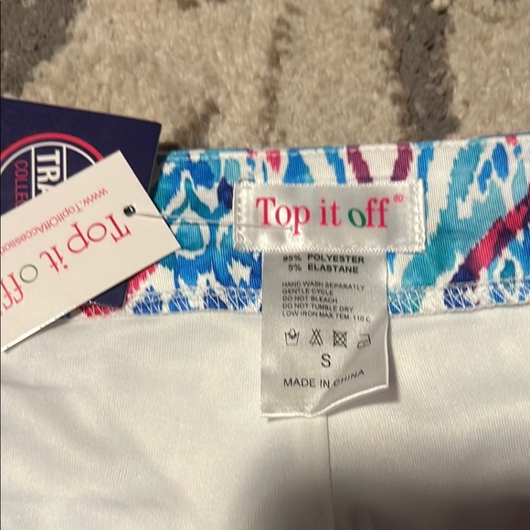 Top it off. Blue and Pink A-line Mini Skorts for Resort Wear super soft - Picture 2 of 5